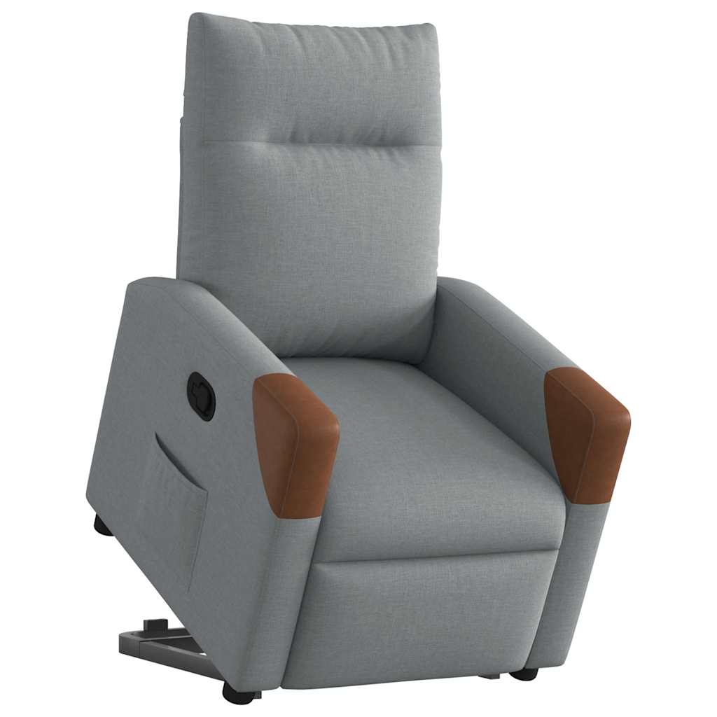 Fotoliu rabatabil cu ridicare, gri deschis, material textil