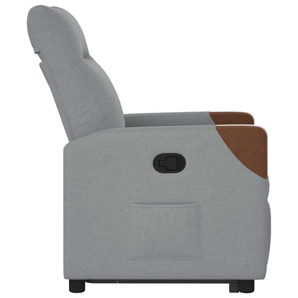 Fotoliu rabatabil cu ridicare, gri deschis, material textil
