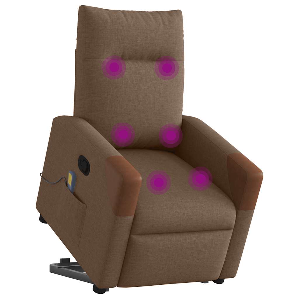 Fotoliu de masaj rabatabil cu ridicare, maro, textil