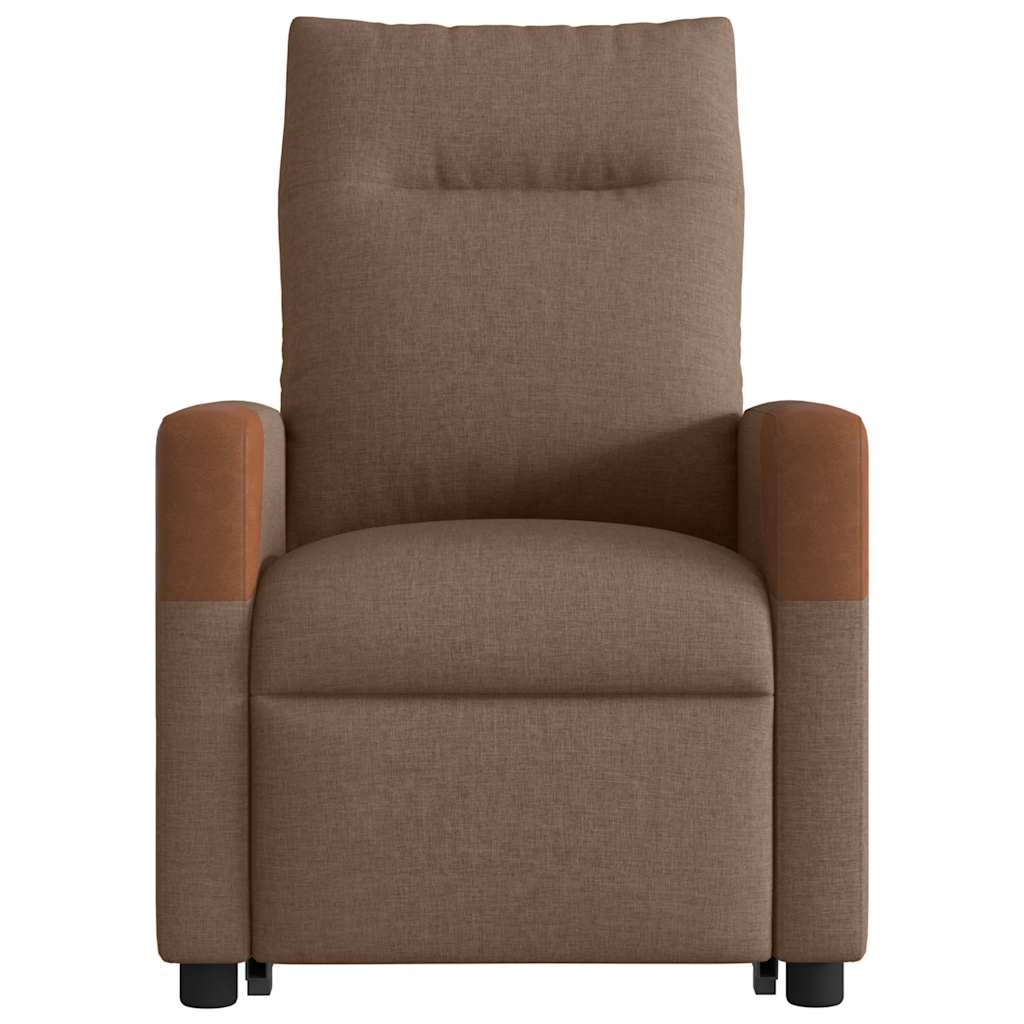 Fotoliu de masaj rabatabil cu ridicare, maro, textil