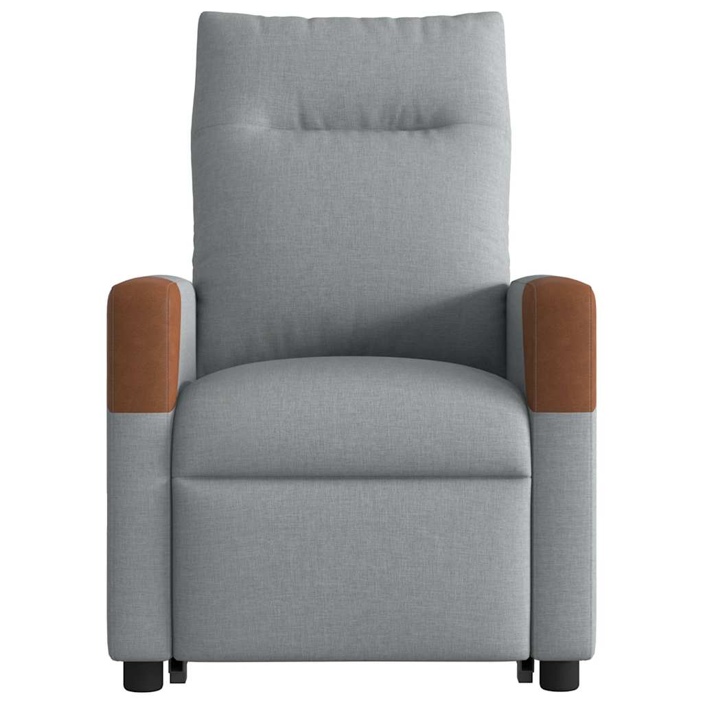 Fotoliu electric rabatabil cu ridicare, gri deschis, textil