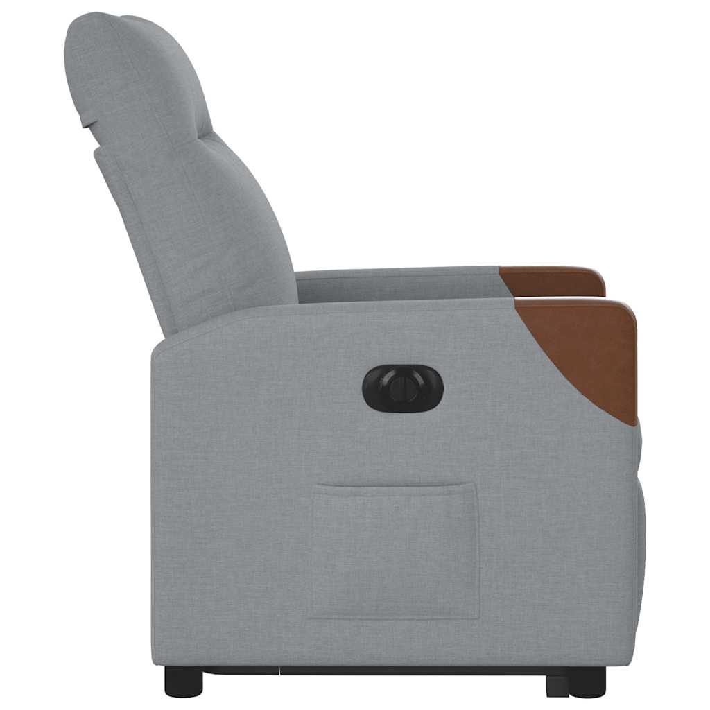 Fotoliu electric rabatabil cu ridicare, gri deschis, textil