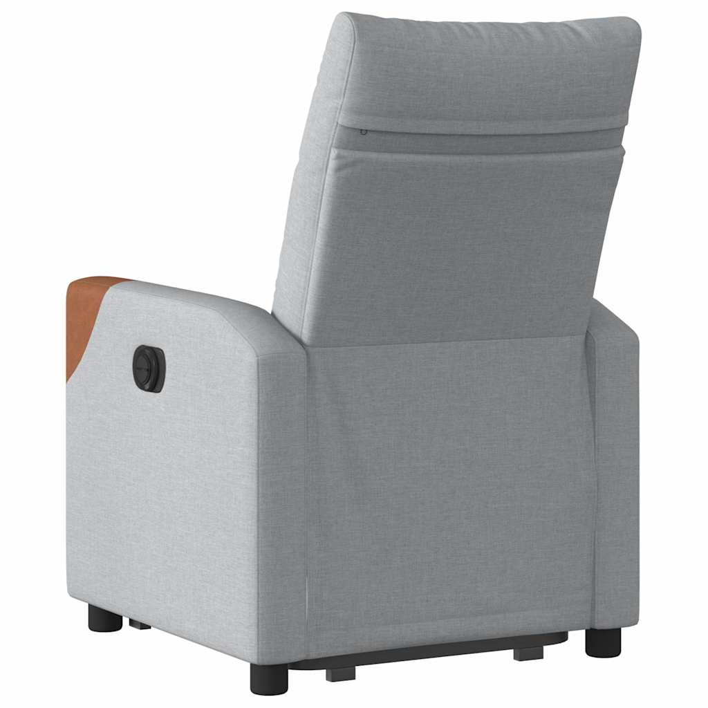 Fotoliu electric rabatabil cu ridicare, gri deschis, textil