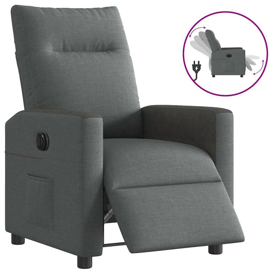 Fotoliu rabatabil electric, gri închis, material textil