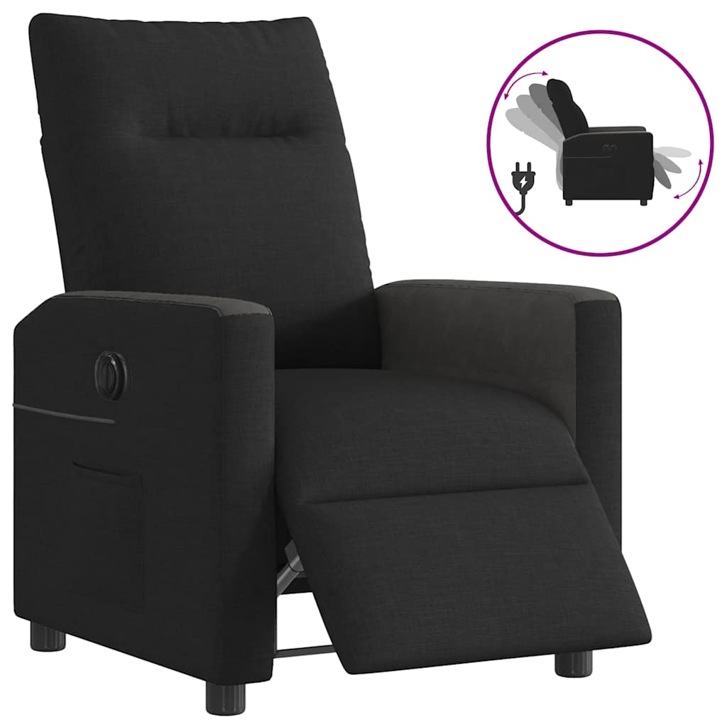 Fotoliu rabatabil electric, negru, material textil