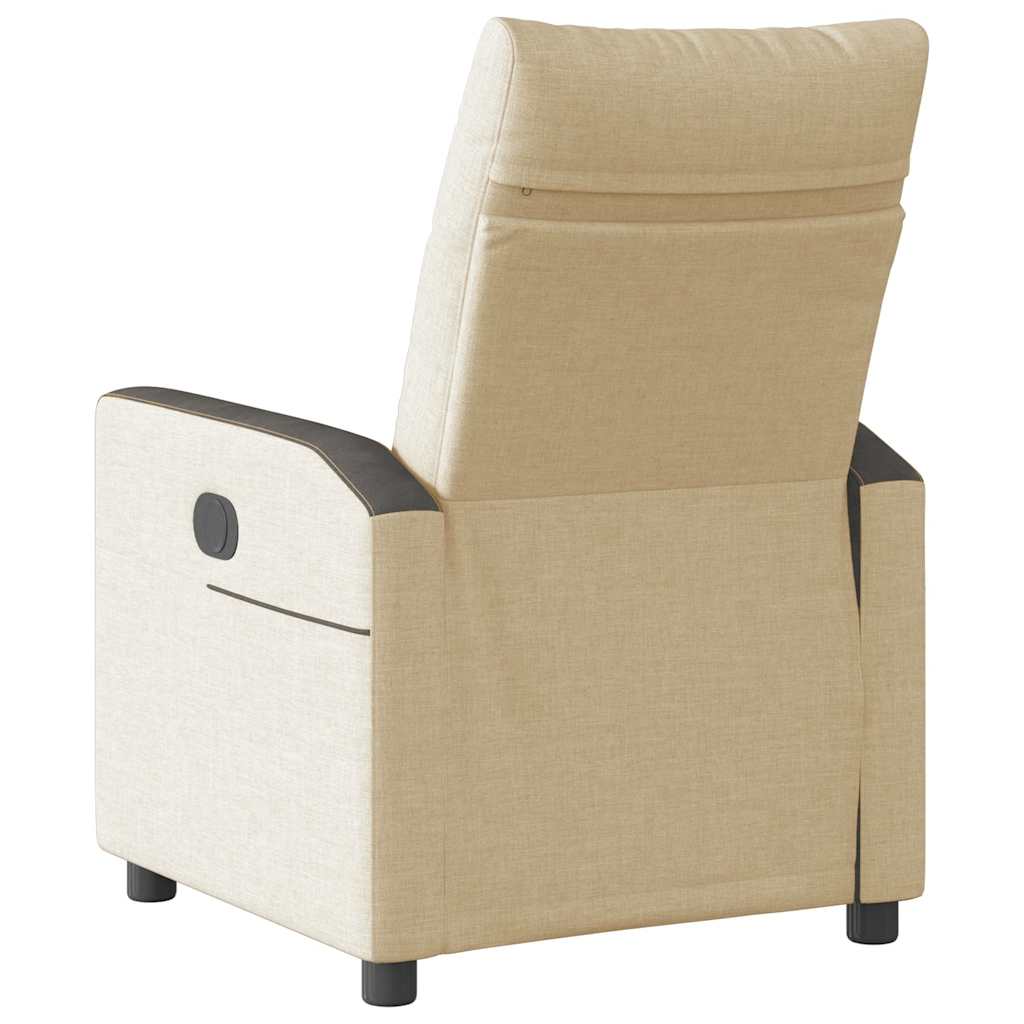 Fotoliu rabatabil electric, crem, material textil
