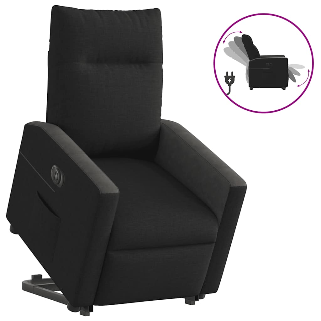 Fotoliu electric rabatabil cu ridicare, negru, textil