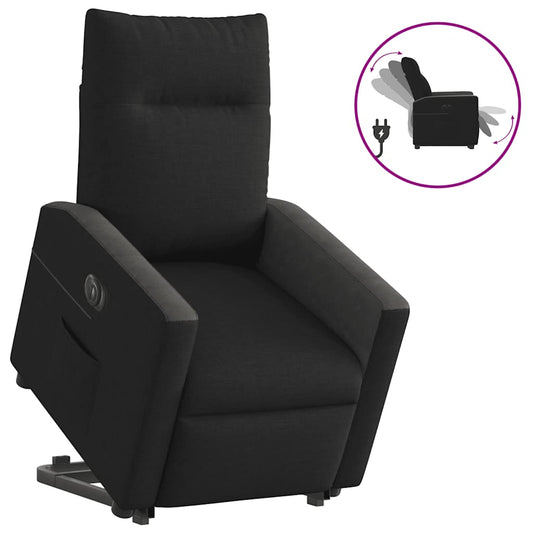 Fotoliu electric rabatabil cu ridicare, negru, textil
