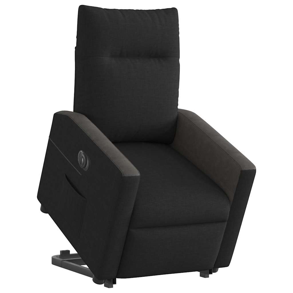 Fotoliu electric rabatabil cu ridicare, negru, textil