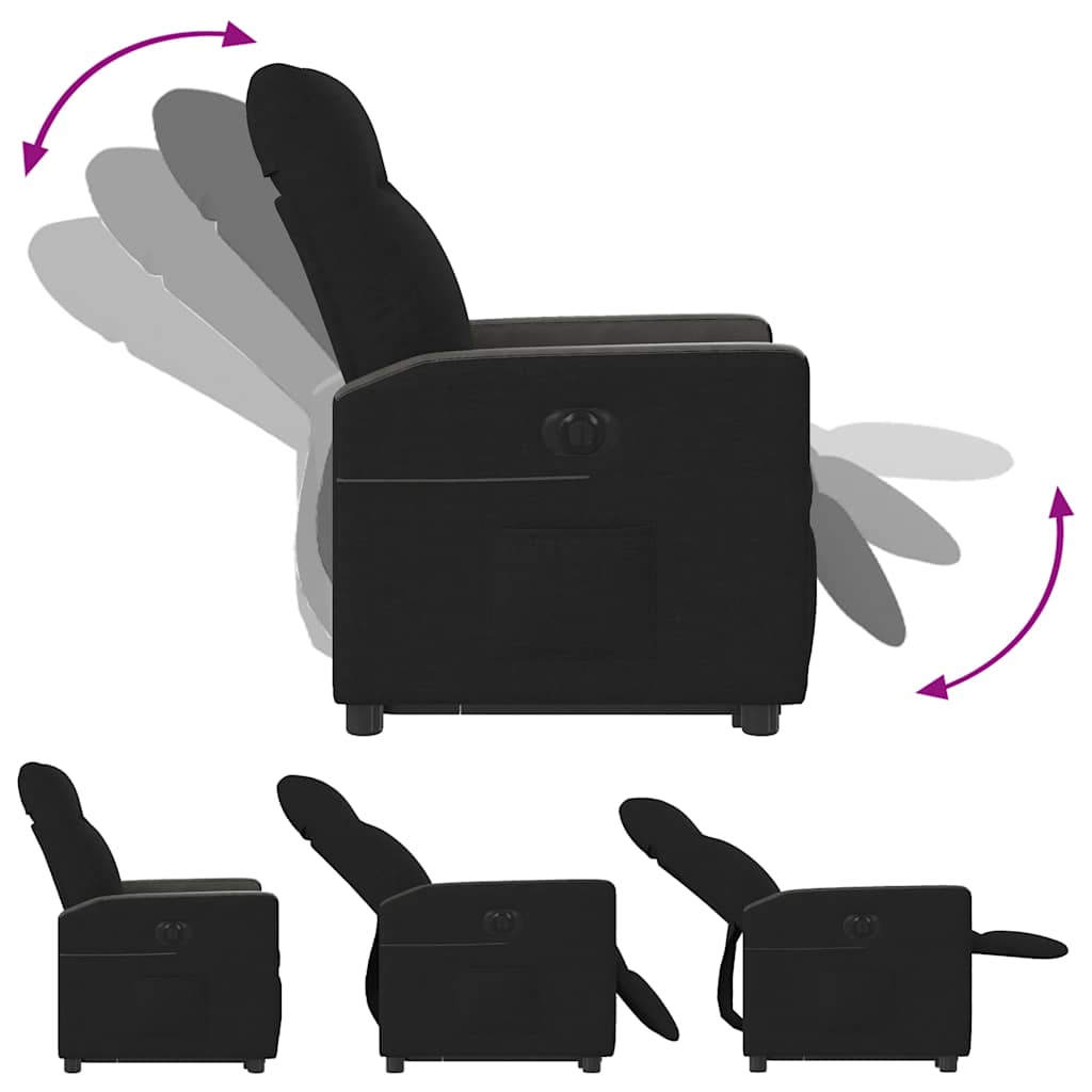 Fotoliu electric rabatabil cu ridicare, negru, textil