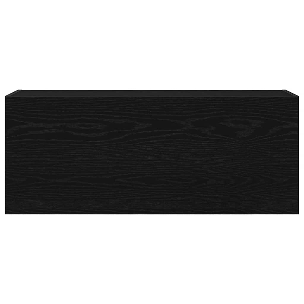 Dulap de perete de baie, negru, 100x25x40 cm, lemn prelucrat