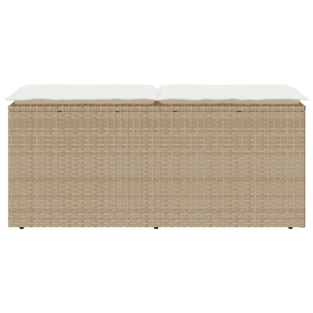 Bancă de grădină cu pernă Bej 110x40x44 cm polirattan