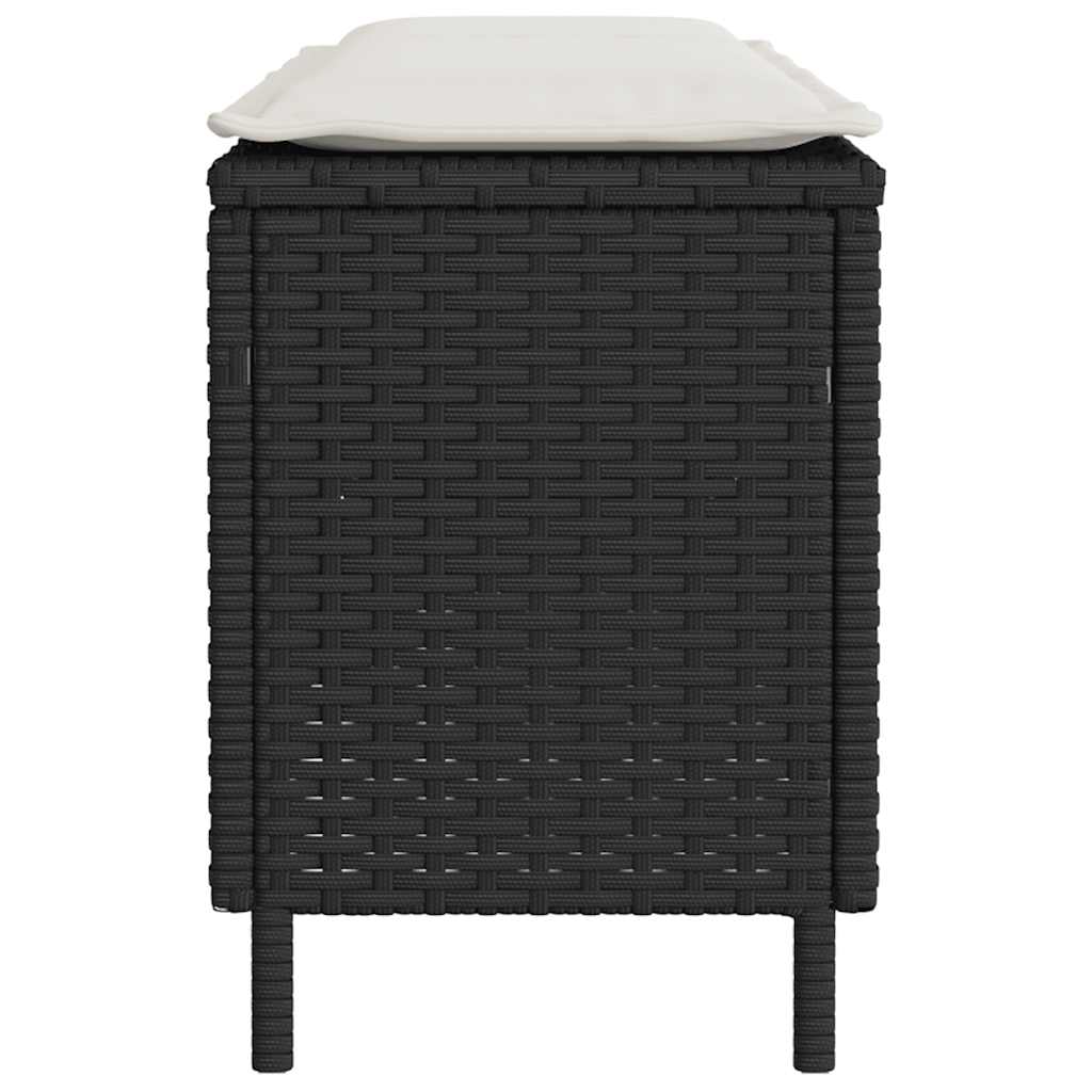 Bancă de grădină cu pernă neagră 110x30x40,5 cm Poly Rattan