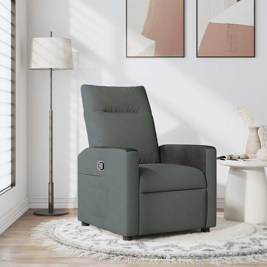 Fotoliu rabatabil, gri închis, material textil