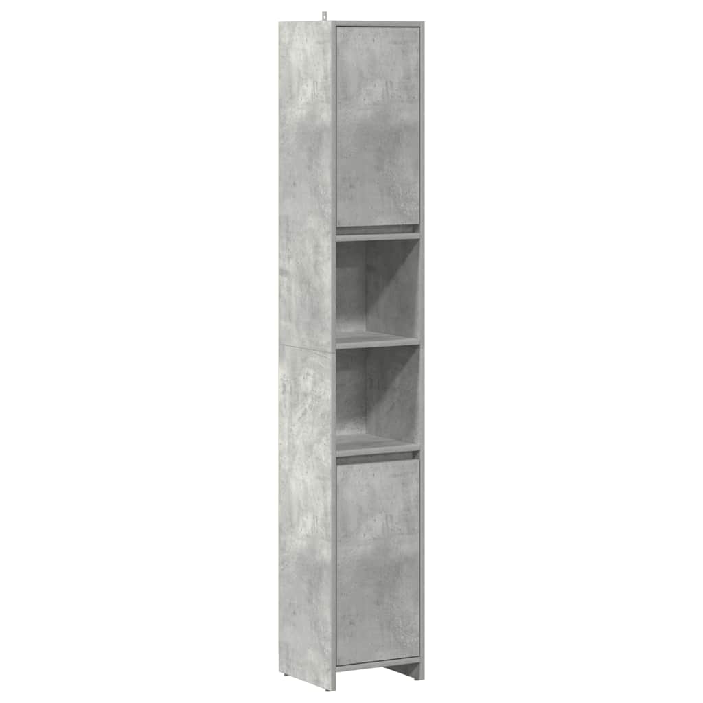 Set mobilier de baie, 4 piese, gri beton, lemn compozit