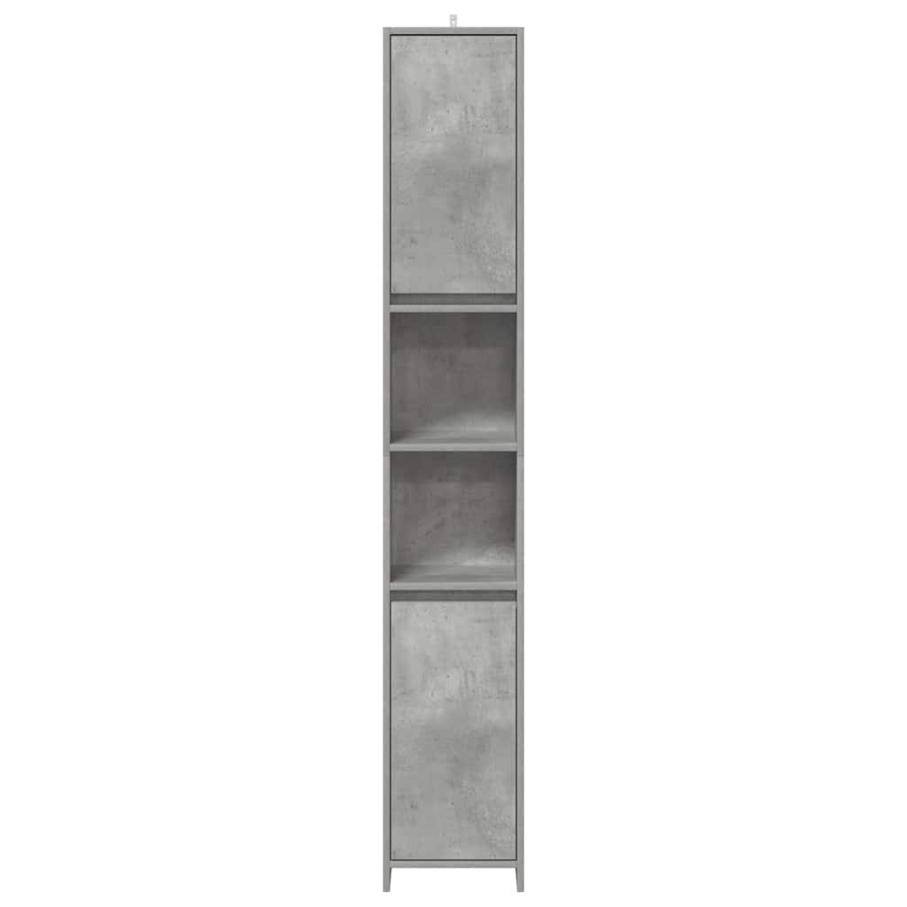 Set mobilier de baie, 4 piese, gri beton, lemn compozit