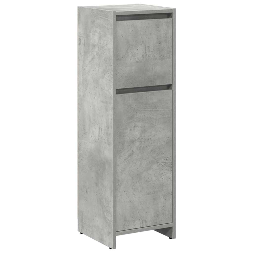 Set mobilier de baie, 4 piese, gri beton, lemn compozit