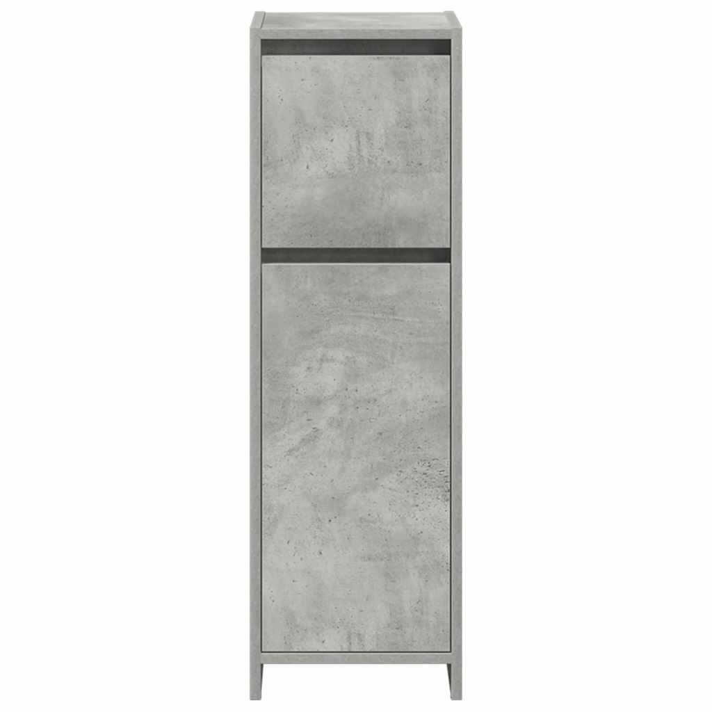 Set mobilier de baie, 4 piese, gri beton, lemn compozit