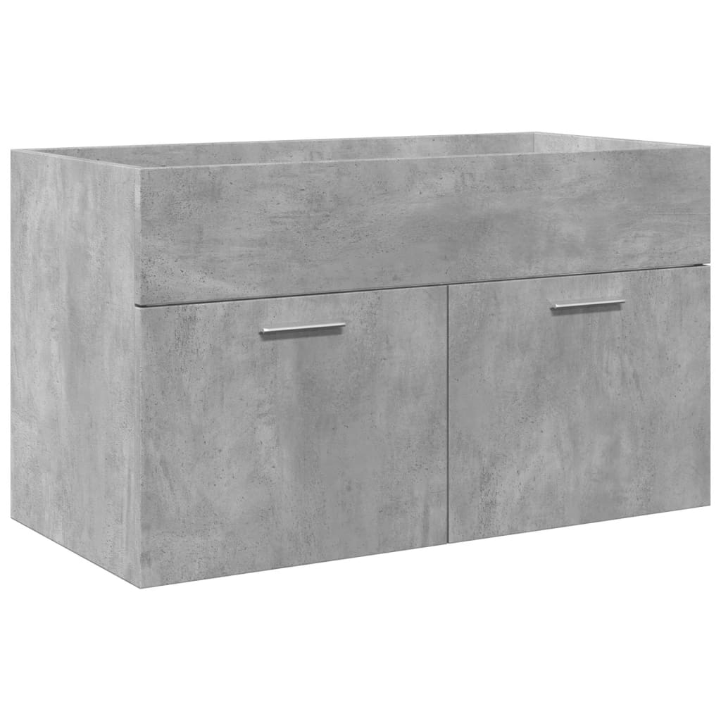 Set mobilier de baie, 3 piese, gri beton, lemn compozit