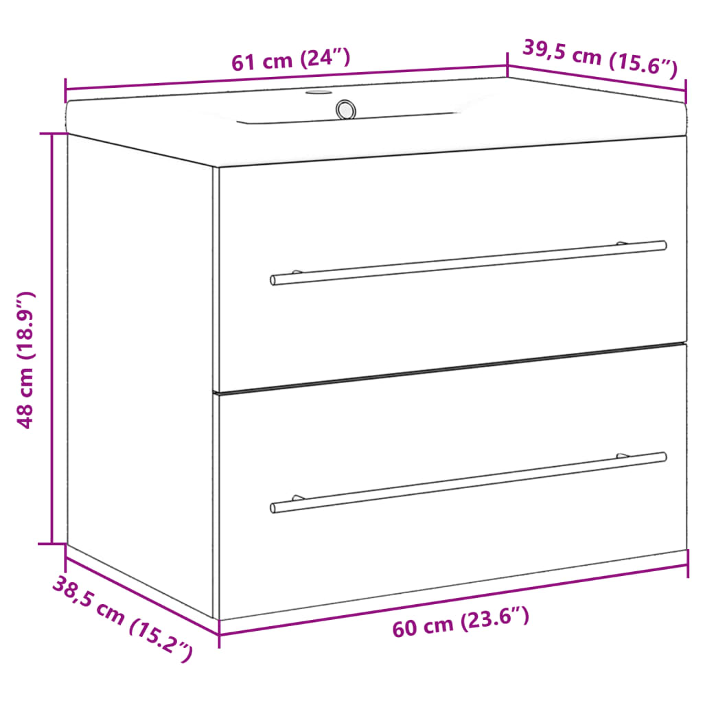 Set mobilier de baie, 2 piese, gri beton, lemn compozit