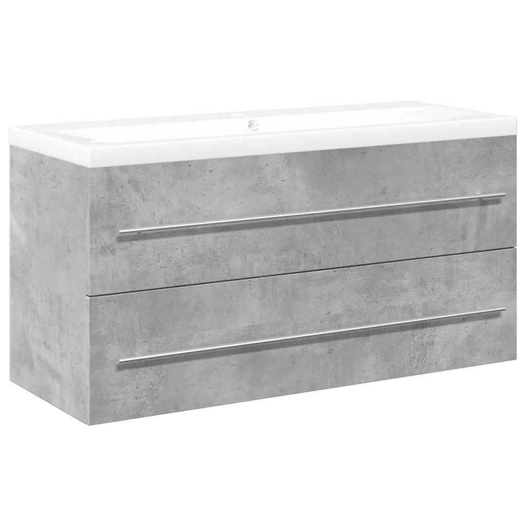 Set mobilier de baie, 2 piese, gri beton, lemn compozit