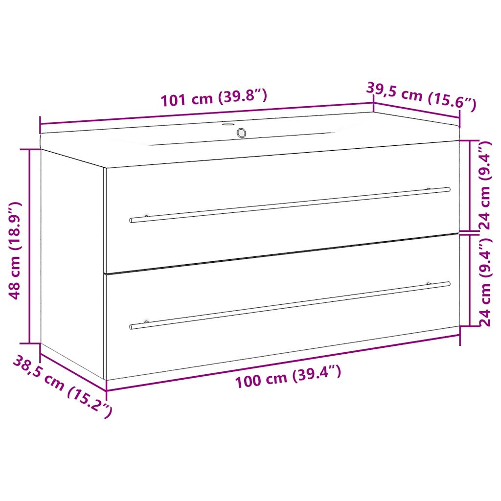 Set mobilier de baie, 2 piese, stejar sonoma, lemn prelucrat