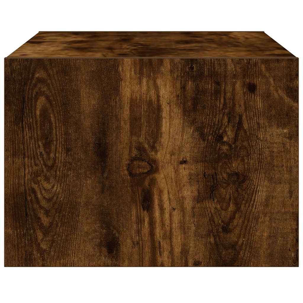 Comodă TV cu lumini LED, stejar fumuriu,75x35,5x25 cm