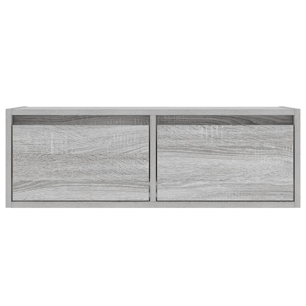 Comodă TV cu lumini LED, gri sonoma, 75x35,5x25 cm