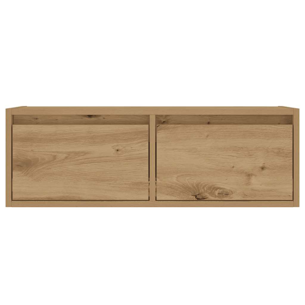 Comodă TV cu lumini LED, stejar artizanal, 75x35,5x25 cm