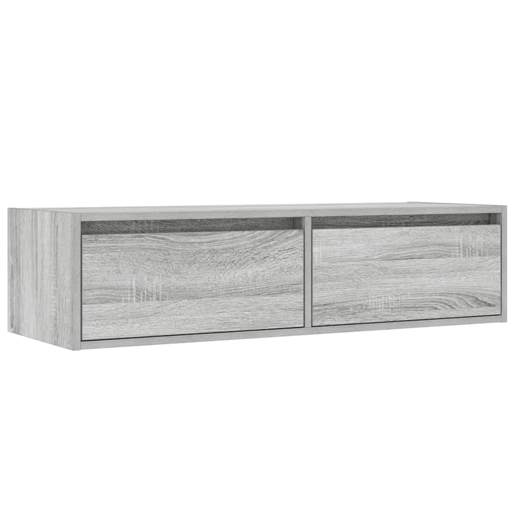 Comodă TV cu lumini LED, gri sonoma, 100X35,5x25 cm