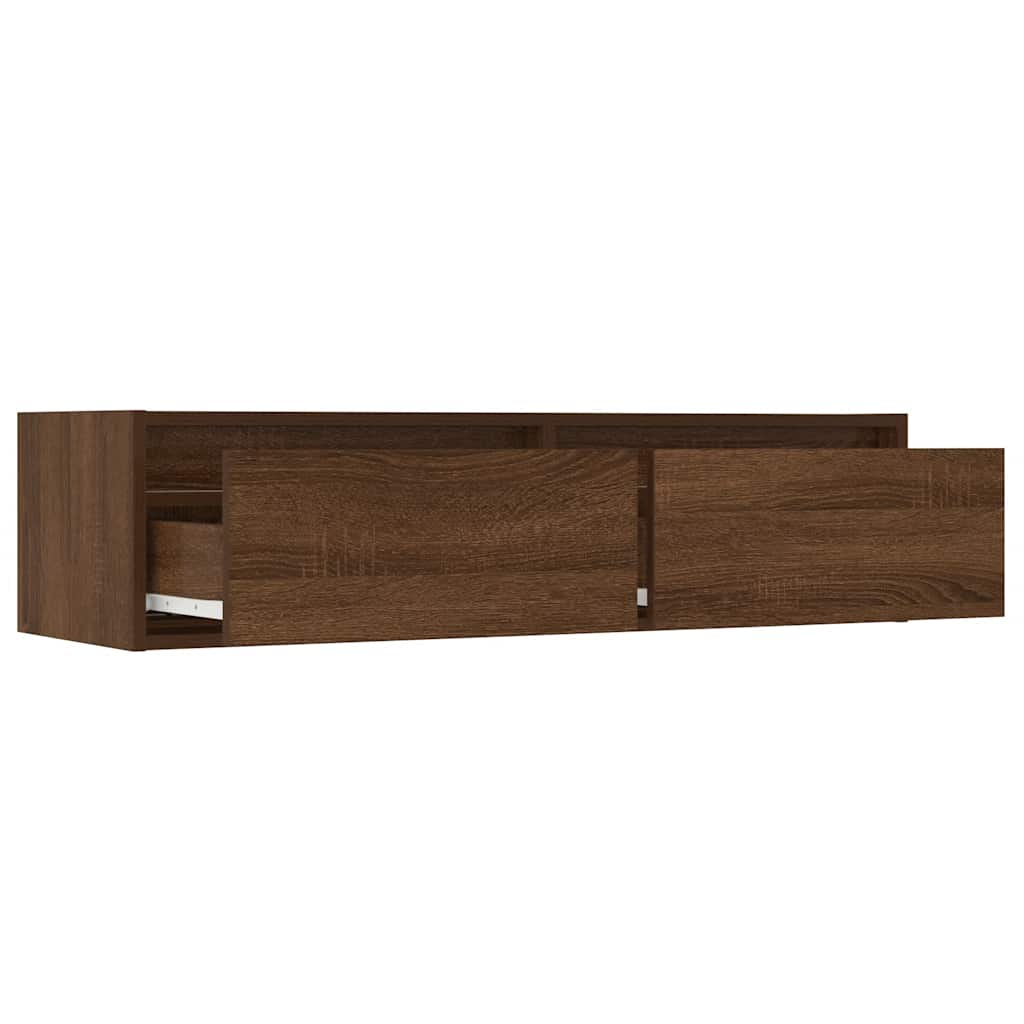 Comodă TV cu lumini LED, stejar maro, 100X35,5x25 cm