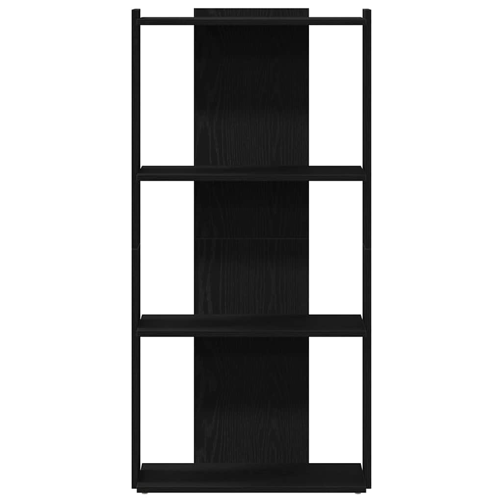 Bibliotecă cu 3 niveluri, negru, 60x30x120 cm, lemn prelucrat