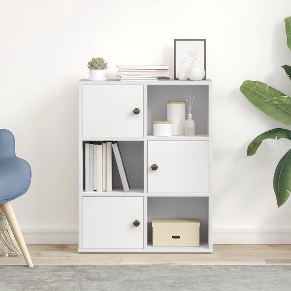 Bibliotecă, alb, 60x24x76,5 cm, lemn prelucrat