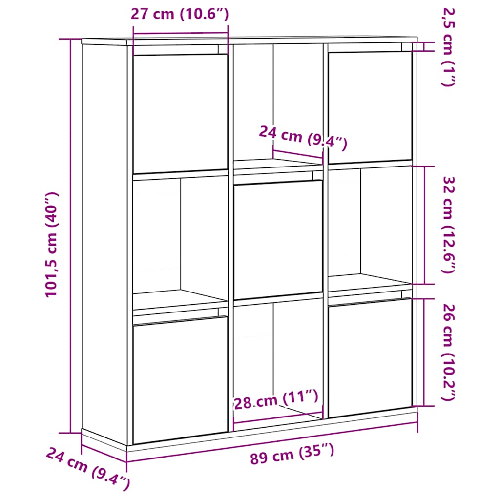 Bibliotecă, alb, 89x24x101,5 cm, lemn prelucrat