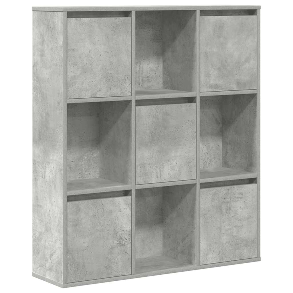 Bibliotecă, gri beton, 89x24x101,5 cm, lemn prelucrat