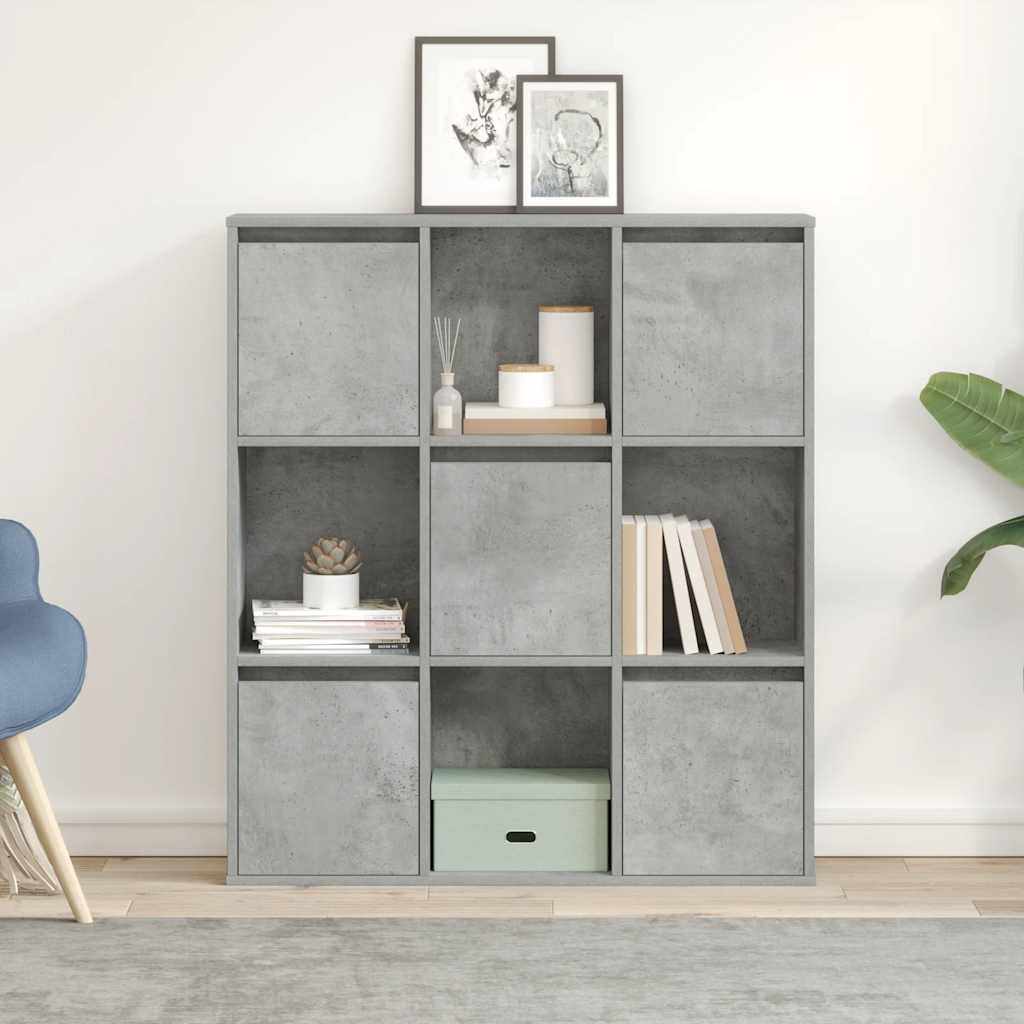 Bibliotecă, gri beton, 89x24x101,5 cm, lemn prelucrat