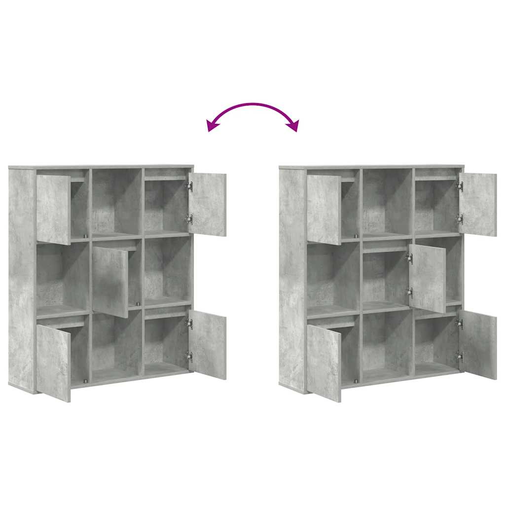 Bibliotecă, gri beton, 89x24x101,5 cm, lemn prelucrat