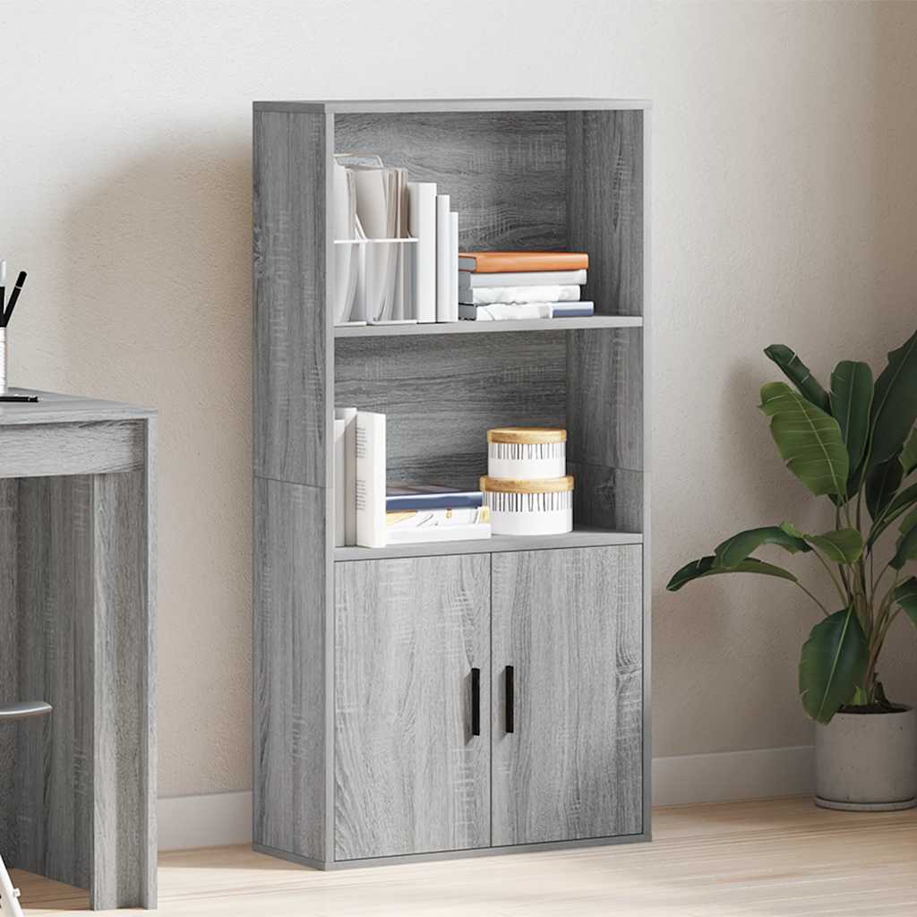 Bibliotecă, gri sonoma, 60x24x120 cm, lemn prelucrat