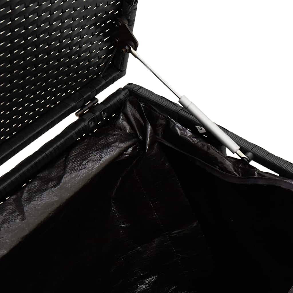 Ladă de depozitare de grădină, negru, 110x50x58 cm, poliratan