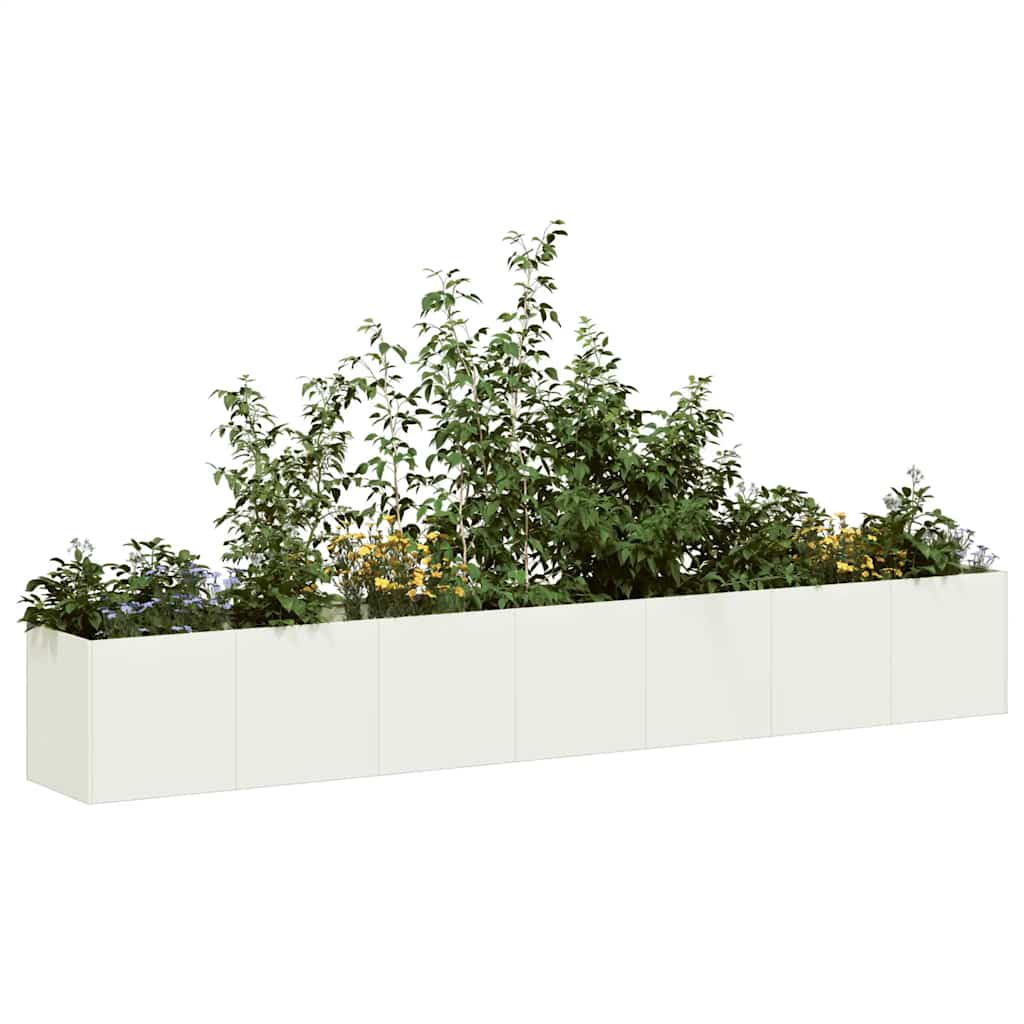Jardinieră alb 280x40x40 cm Oțel laminat la rece