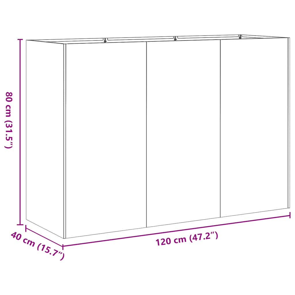 Jardinier negru 120x40x80 cm Oțel laminat la rece