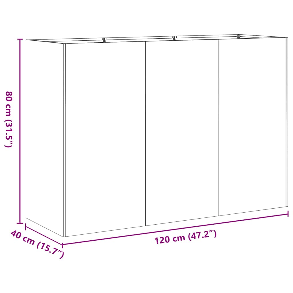 Jardinieră Antracit 120x40x80 cm Oțel laminat la rece