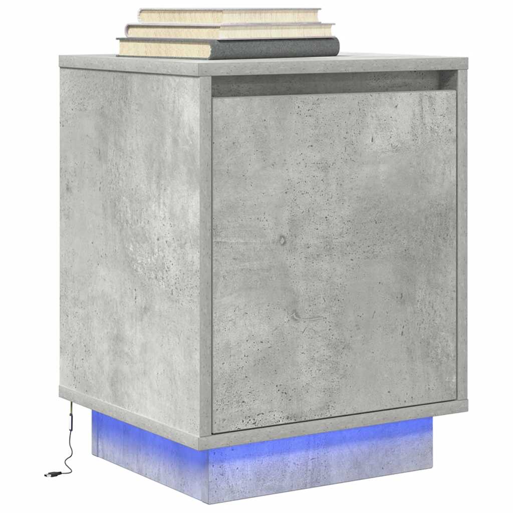 Noptiera cu lumini LED Gri beton 38x34x50 cm