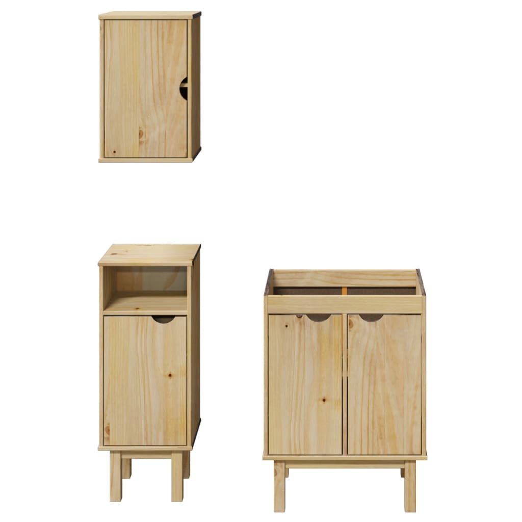 Set mobilier baie „OTTA”, 3 piese, lemn masiv de pin