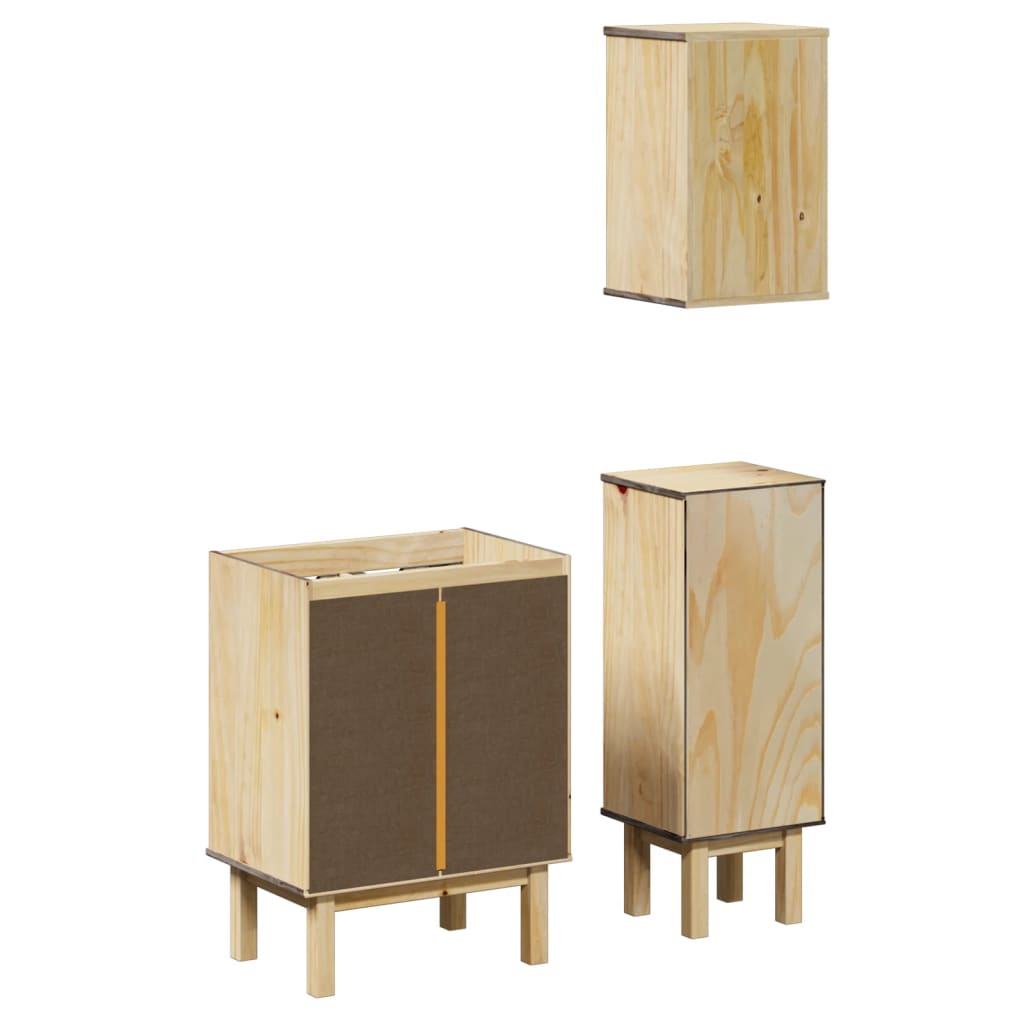 Set mobilier baie „OTTA”, 3 piese, lemn masiv de pin