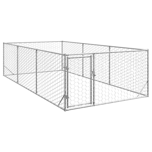 Canisa de exterior pentru caini cu usa 2x4x1 m otel galvanizat