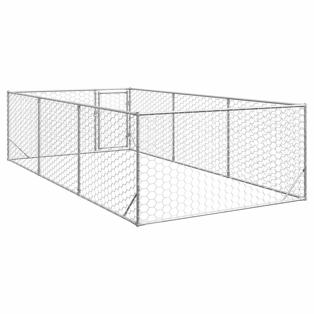 Canisa de exterior pentru caini cu usa 2x4x1 m otel galvanizat