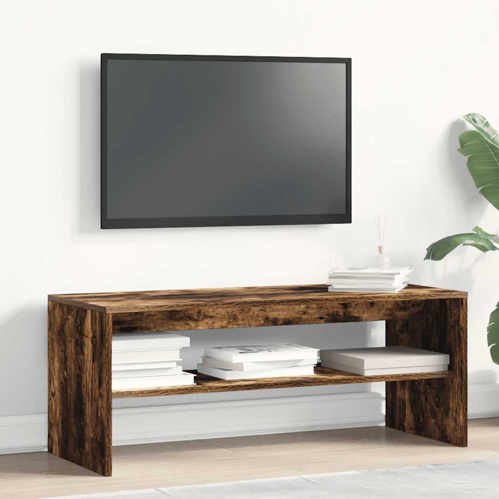 Comodă TV, stejar fumuriu, 100x40x40 cm, lemn compozit
