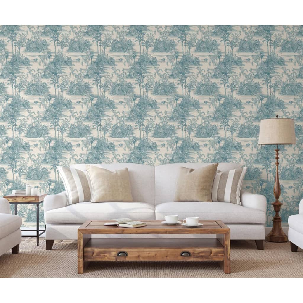 DUTCH WALLCOVERINGS Tapet „Tropical”, bej și albastru deschis