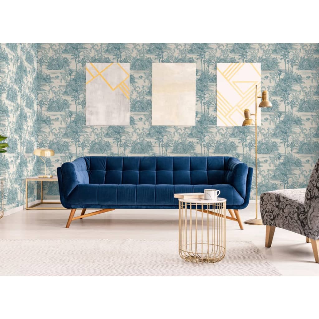 DUTCH WALLCOVERINGS Tapet „Tropical”, bej și albastru deschis